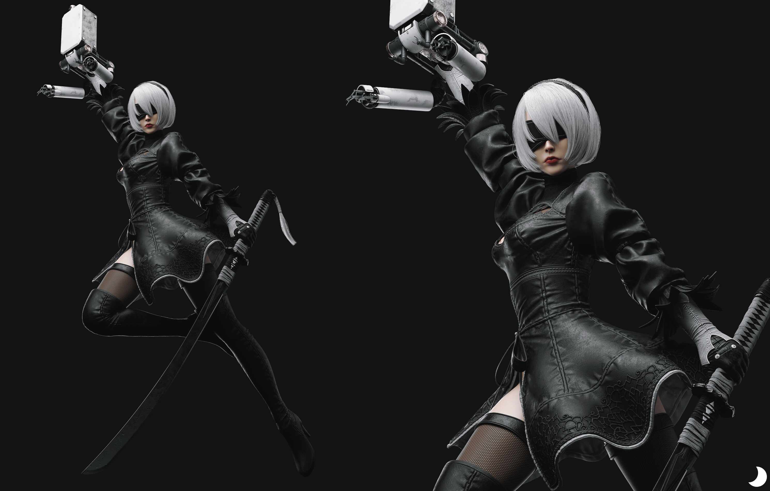 Как нарисовать 2b из nier automata